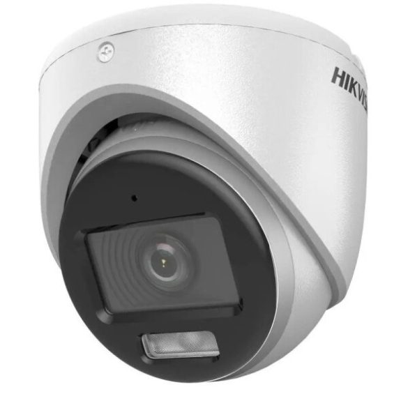 Hikvision DS-2CE70DF0T-LMFS (2.8mm) 2 MP ColorVu fix THD turret kamera; IR/láthatófény; TVI/AHD/CVI/CVBS kimenet; beépített mikrofon