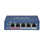   Hikvision DS-3E0105P-E (B) 5 portos PoE switch (60 W); 4 PoE + 1 uplink port; nem menedzselhető