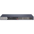   Hikvision DS-3E0520HP-E 20 portos Gbit PoE switch (225 W); 12 PoE+ / 4 HiPoE / 2 RJ45 + 2 SFP uplink port