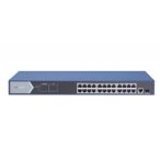   Hikvision DS-3E0526P-E 26 portos Gbit PoE switch (370 W); 24 PoE + 1 RJ45 + 1 SFP uplink port; nem menedzselhető