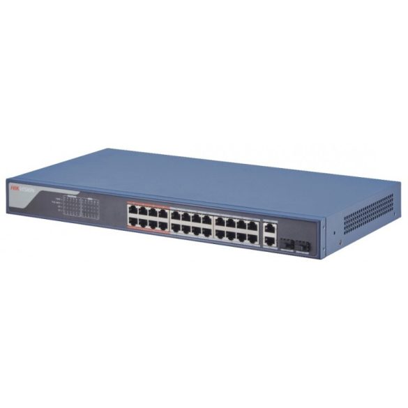 Hikvision DS-3E1326P-SI 26 portos PoE switch (370 W); 24 PoE + 2 kombinált uplink port; smart menedzselhető