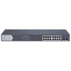   Hikvision DS-3E1518P-SI 18 portos Gbit PoE switch (225 W); 16 PoE + 2 SFP uplink port; smart menedzselhető