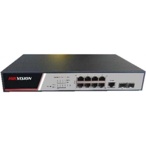 Hikvision DS-3E2510P 10 portos PoE switch (125 W); 8 PoE + 2 SFP uplink port; teljesen menedzselhető