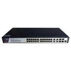   Hikvision DS-3E2528P(B) 28 portos gigabit PoE switch (370 W); 24 PoE + 4 combo uplink port; teljesen menedzselhető