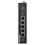   Hikvision DS-3T0306HP-E/HS 6 portos ipari PoE switch (60 W); 3 PoE+ / 1 HiPoe / 1 RJ45 + 1 SFP uplink port; nem menedzselhető