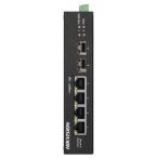   Hikvision DS-3T0506HP-E/HS 6 portos ipari Gbit PoE switch (60 W); 3 PoE+ / 1 HiPoe / 2 SFP uplink port; nem menedzselhető