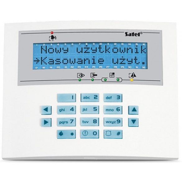 Satel INT-KLCDL-BL LCD kezelő INTEGRA központokhoz; kék háttérfény és kijelző